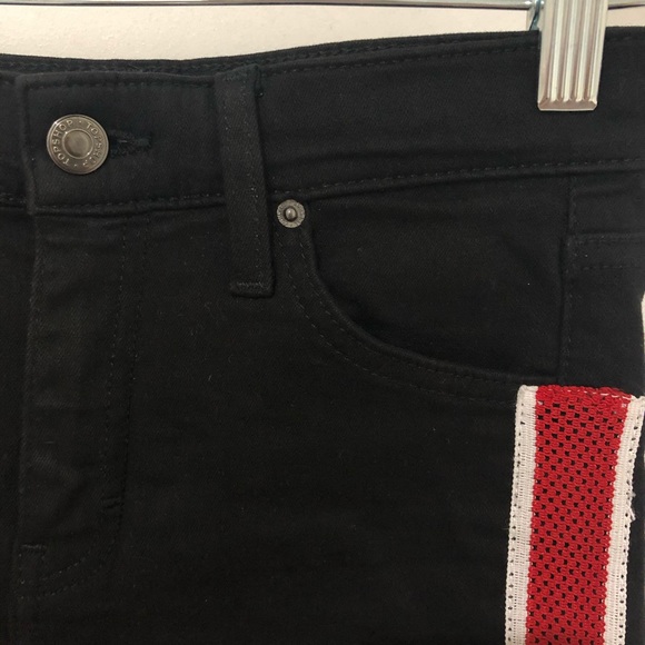 Topshop Moto Jamie Black Jeans w Red White Stripes - Picture 3 of 6